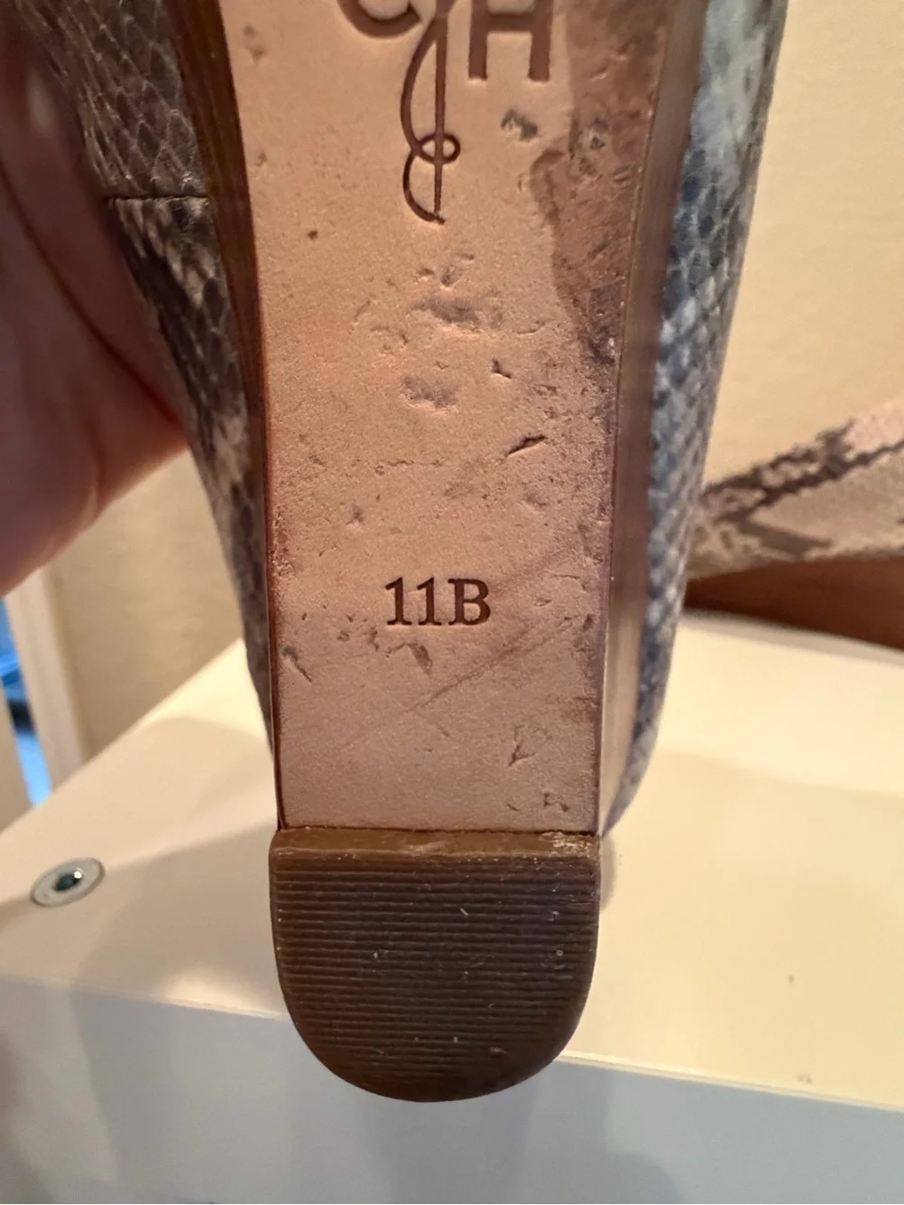 Cole Haan Snake-Print Peep Toe Wedges in Gray and Cream Tones